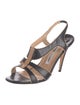 Manolo Blahnik Leather Scalloped Accent T-Strap Sandals