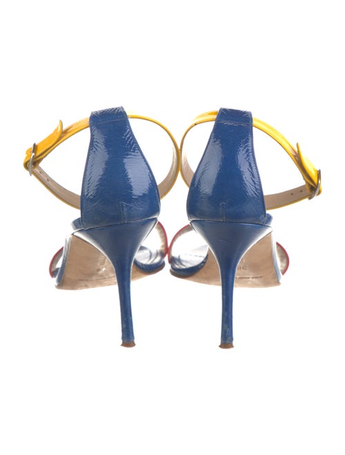Manolo Blahnik Patent Leather Colorblock Pattern Sandals