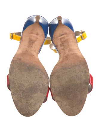 Manolo Blahnik Patent Leather Colorblock Pattern Sandals