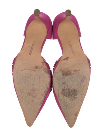 Manolo Blahnik Canvas Ruffle Embellishment D'Orsay Pumps