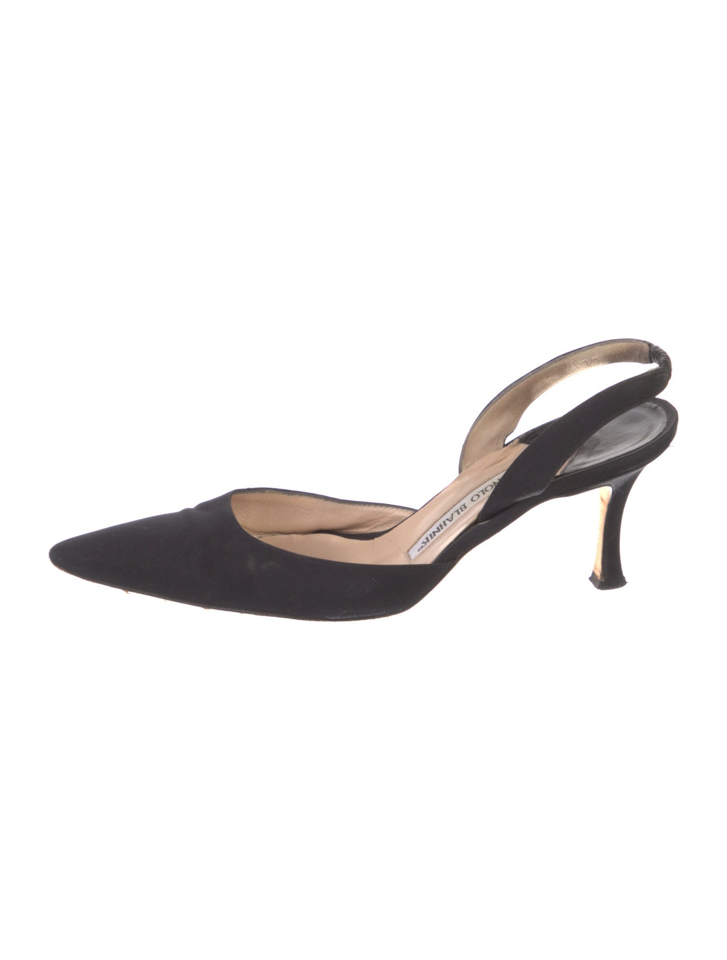 Manolo Blahnik Suede Cutout Accent Slingback Pumps