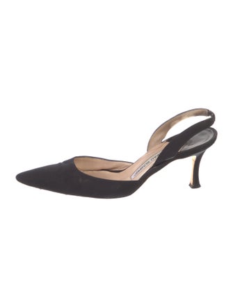 Manolo Blahnik Suede Cutout Accent Slingback Pumps