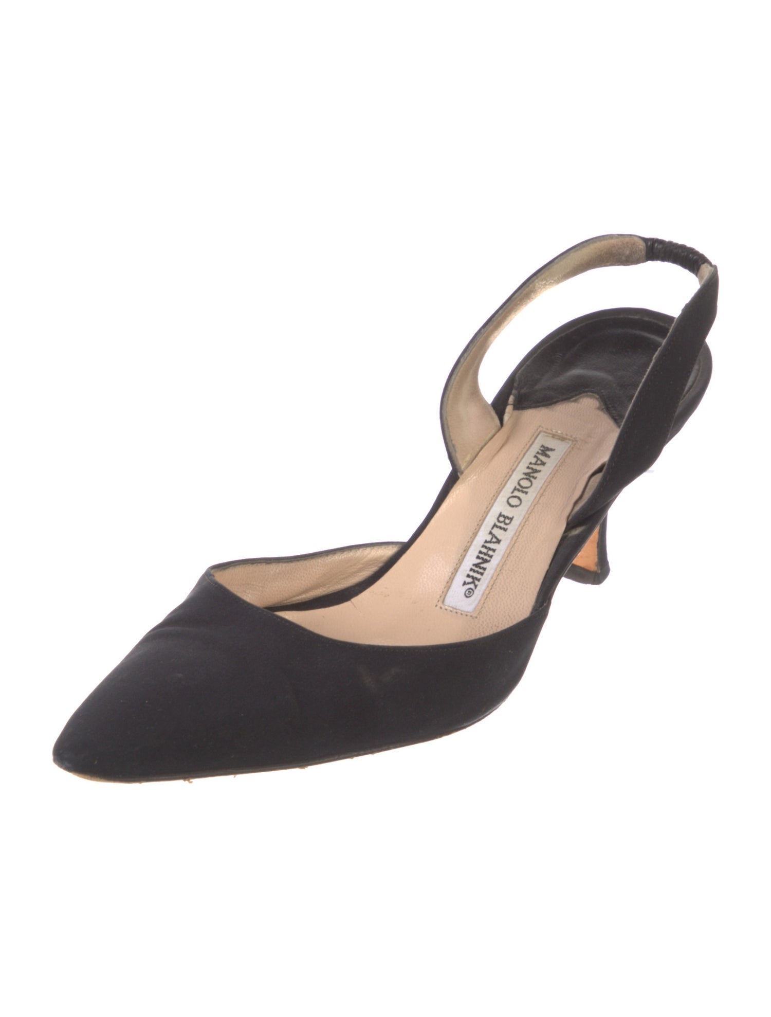 Manolo Blahnik Suede Cutout Accent Slingback Pumps