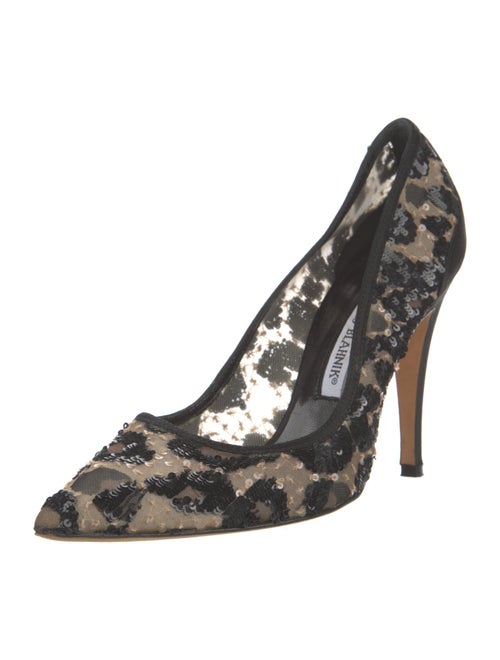 Manolo Blahnik Sequins Animal Print Pumps