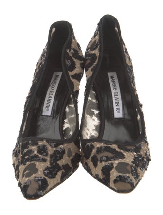 Manolo Blahnik Sequins Animal Print Pumps