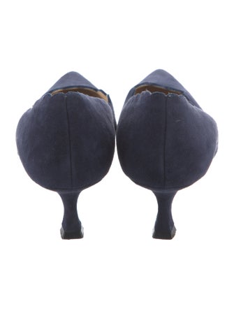 Manolo Blahnik Suede Scalloped Accent Pumps