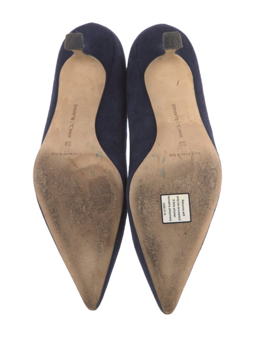 Manolo Blahnik Suede Scalloped Accent Pumps