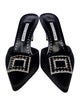 Manolo Blahnik Satin Crystal Embellishments Mules