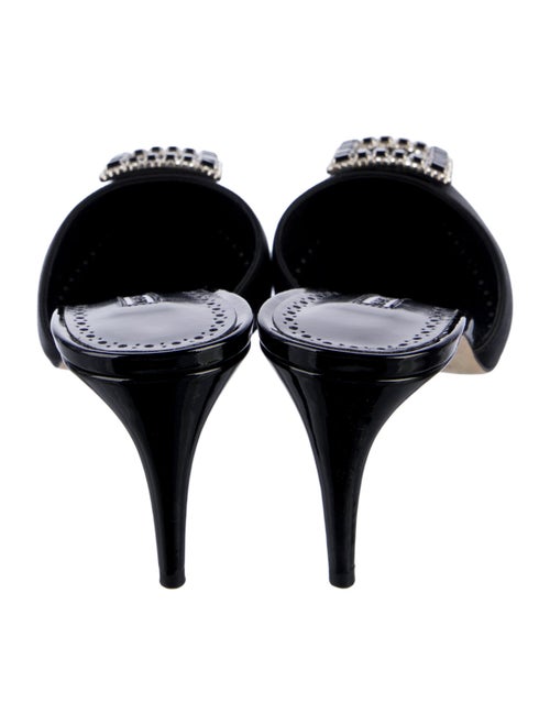 Manolo Blahnik Satin Crystal Embellishments Mules