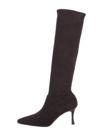 Manolo Blahnik Suede Sock Boots
