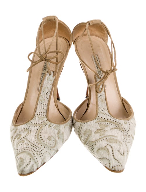 Manolo Blahnik Animal Print T-Strap Pumps