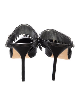 Manolo Blahnik Satin Crystal Embellishments Mules