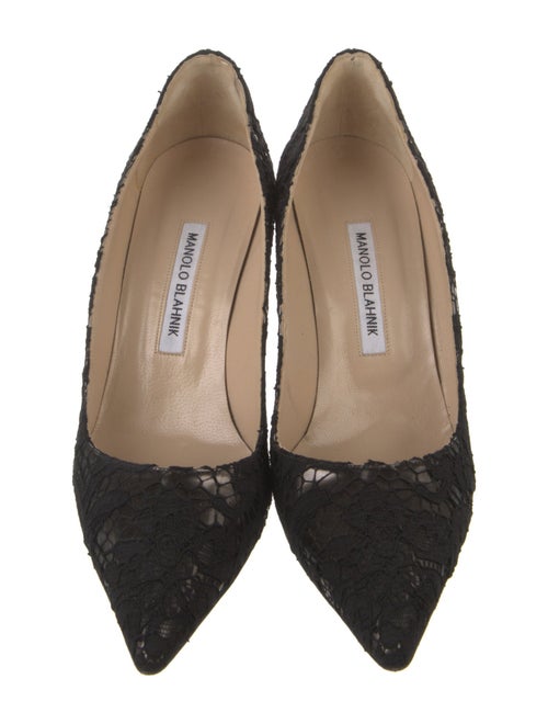 Manolo Blahnik Lace Pattern Lace Trim Embellishment Pumps
