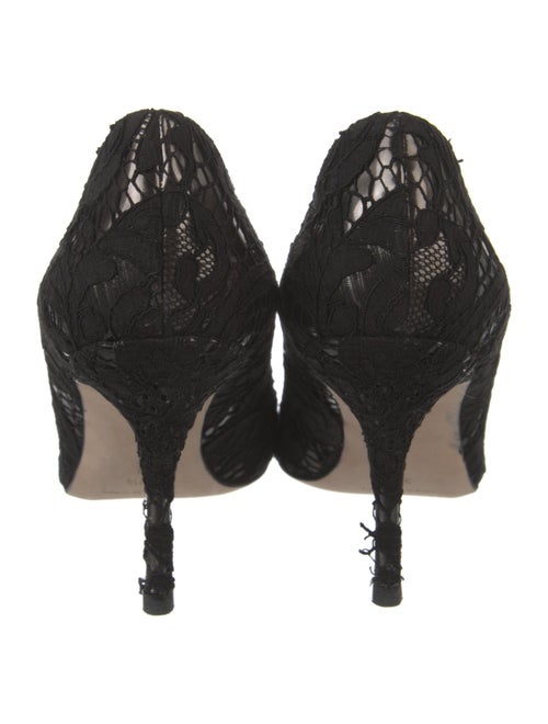 Manolo Blahnik Lace Pattern Lace Trim Embellishment Pumps