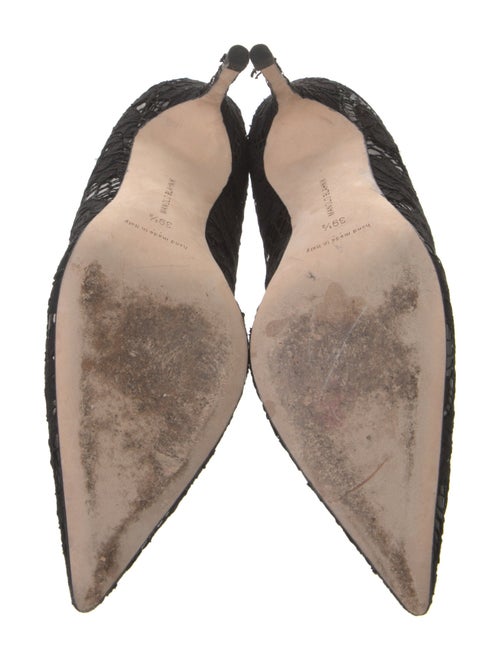 Manolo Blahnik Lace Pattern Lace Trim Embellishment Pumps
