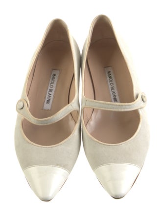 Manolo Blahnik Suede Mary Jane Flats