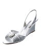 Manolo Blahnik Leather Crystal Embellishments Slingback Sandals