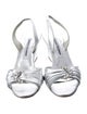 Manolo Blahnik Leather Crystal Embellishments Slingback Sandals