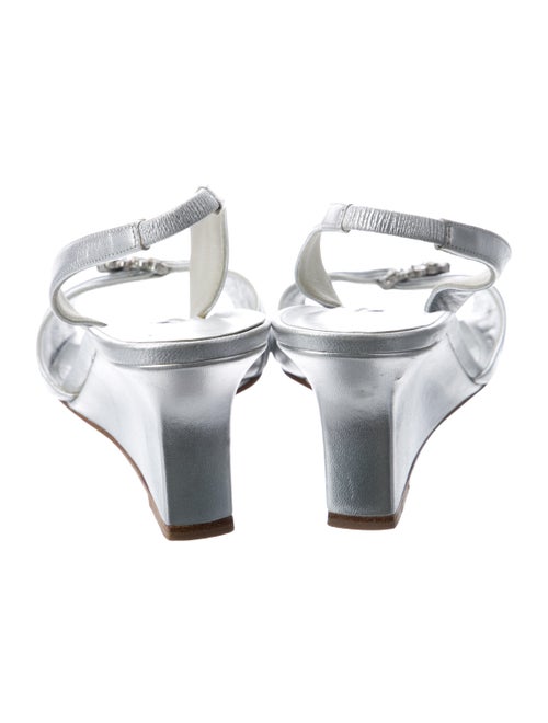 Manolo Blahnik Leather Crystal Embellishments Slingback Sandals