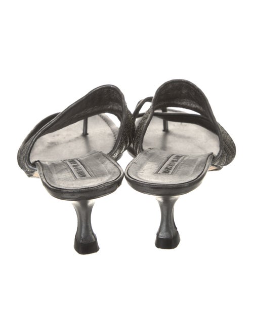 Manolo Blahnik Leather Mesh Accents Slides