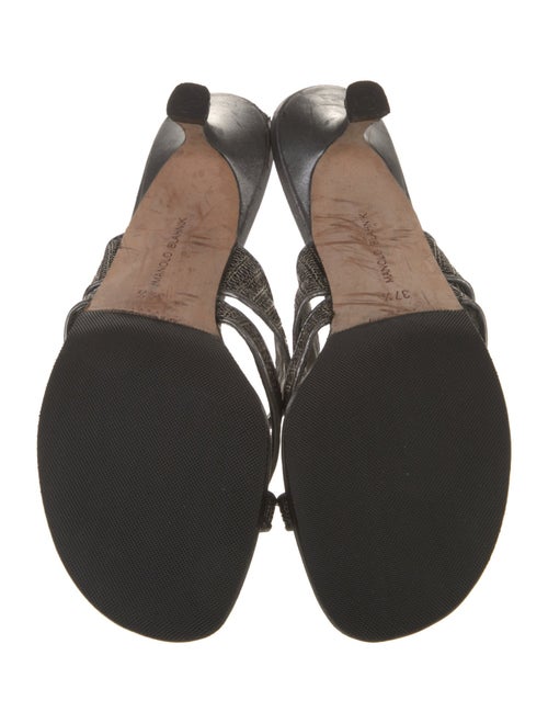 Manolo Blahnik Leather Mesh Accents Slides