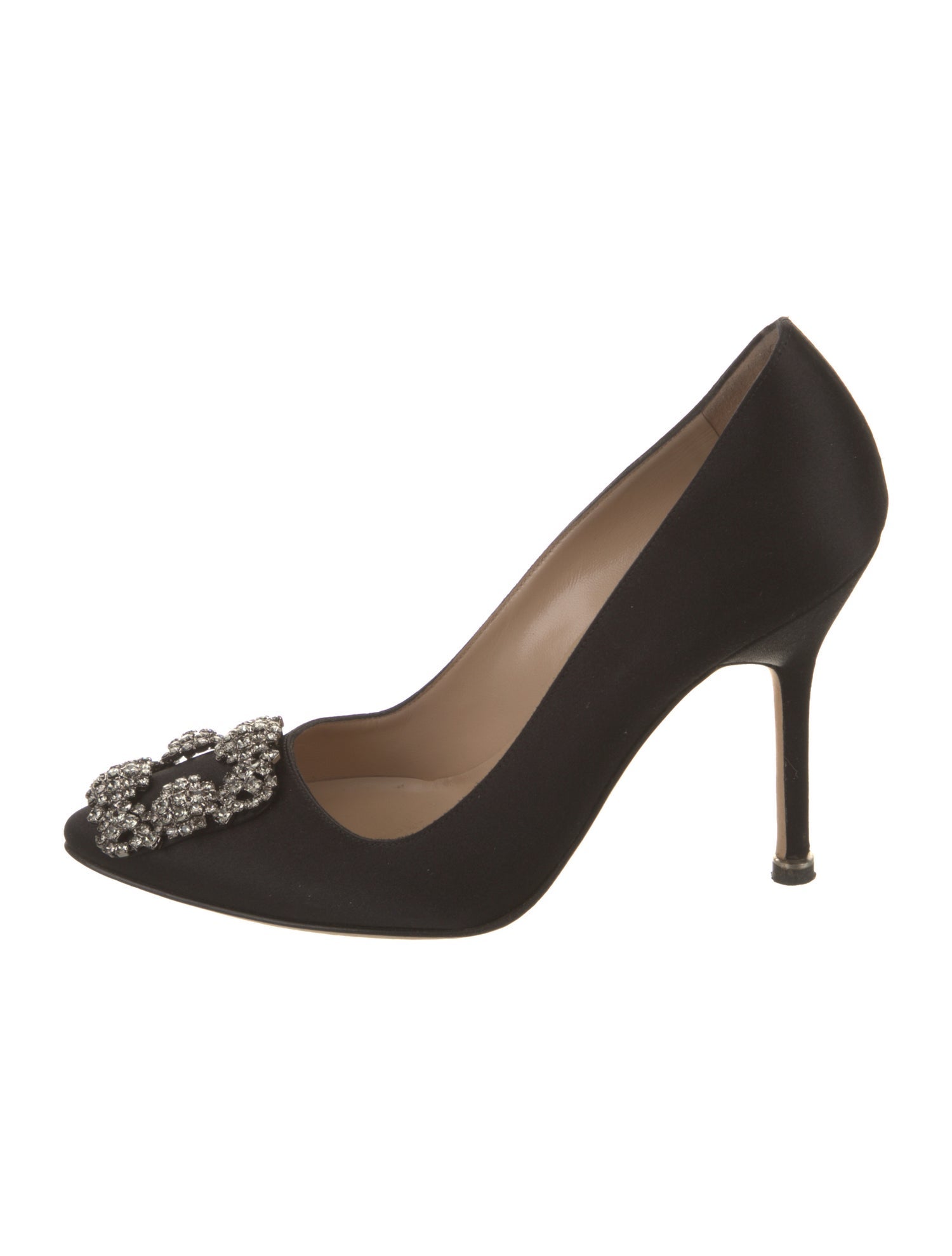 Manolo Blahnik Satin Crystal Embellishments Pumps