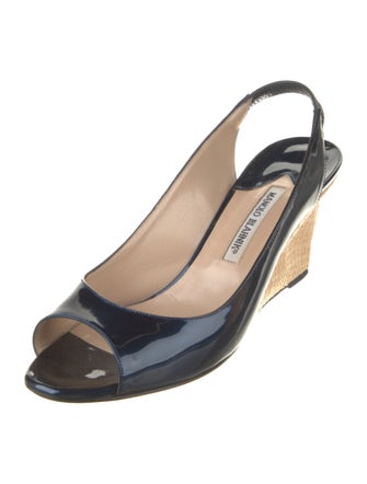 Manolo Blahnik Patent Leather Slingback Sandals