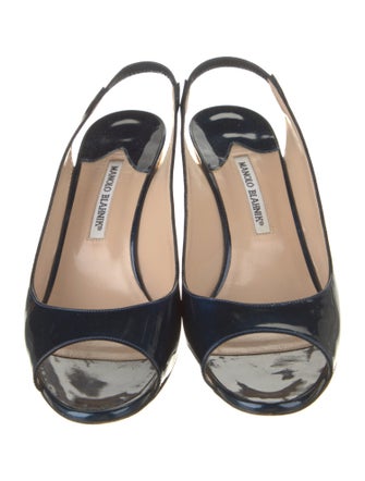 Manolo Blahnik Patent Leather Slingback Sandals