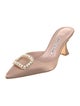 Manolo Blahnik Satin Crystal Embellishments Mules