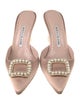 Manolo Blahnik Satin Crystal Embellishments Mules