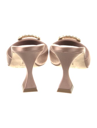 Manolo Blahnik Satin Crystal Embellishments Mules