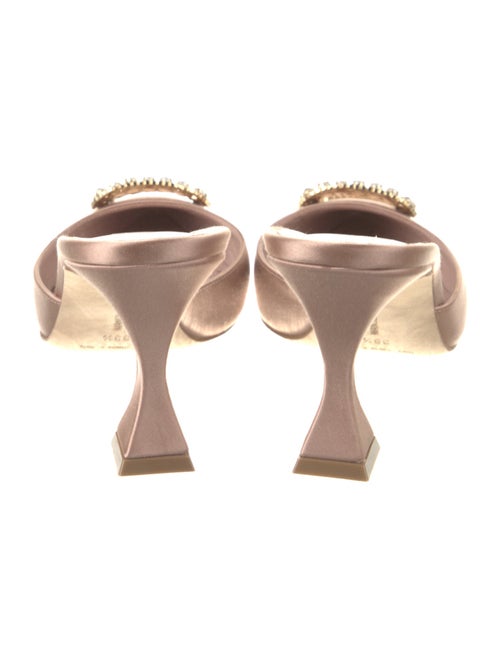 Manolo Blahnik Satin Crystal Embellishments Mules