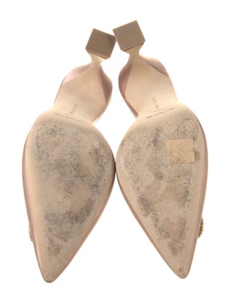 Manolo Blahnik Satin Crystal Embellishments Mules