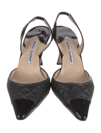 Manolo Blahnik Quilted Pattern Leather Slingback Pumps