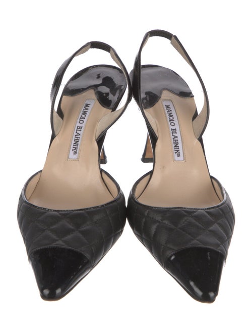 Manolo Blahnik Quilted Pattern Leather Slingback Pumps