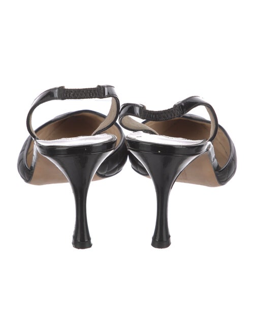 Manolo Blahnik Quilted Pattern Leather Slingback Pumps