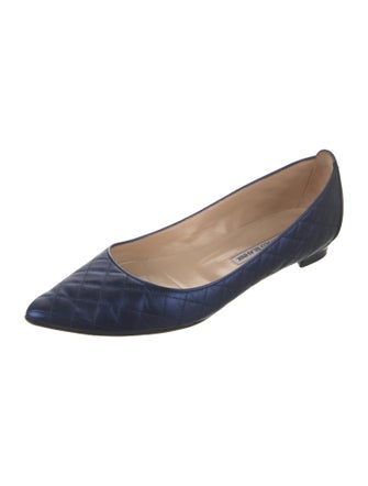 Manolo Blahnik Quilted Pattern Leather Ballet Flats