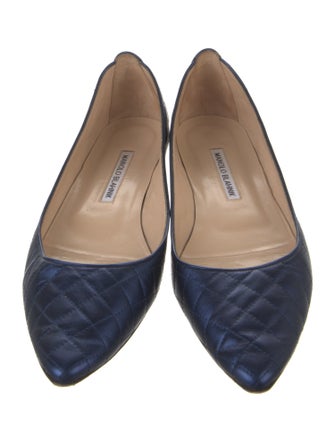 Manolo Blahnik Quilted Pattern Leather Ballet Flats