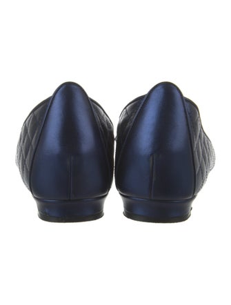 Manolo Blahnik Quilted Pattern Leather Ballet Flats