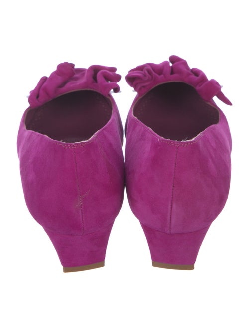 Manolo Blahnik Suede Ruffle Embellishment Pumps