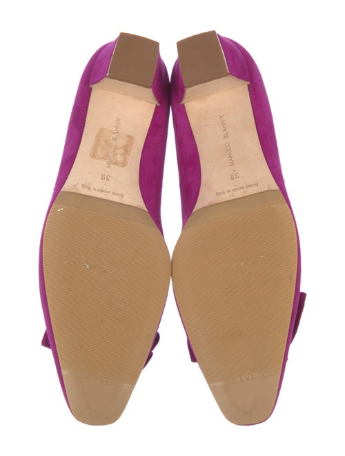 Manolo Blahnik Suede Ruffle Embellishment Pumps