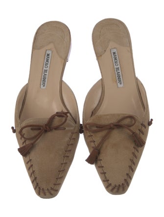 Manolo Blahnik Suede Whipstitch Trim Mules