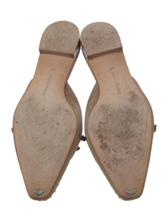 Manolo Blahnik Suede Whipstitch Trim Mules