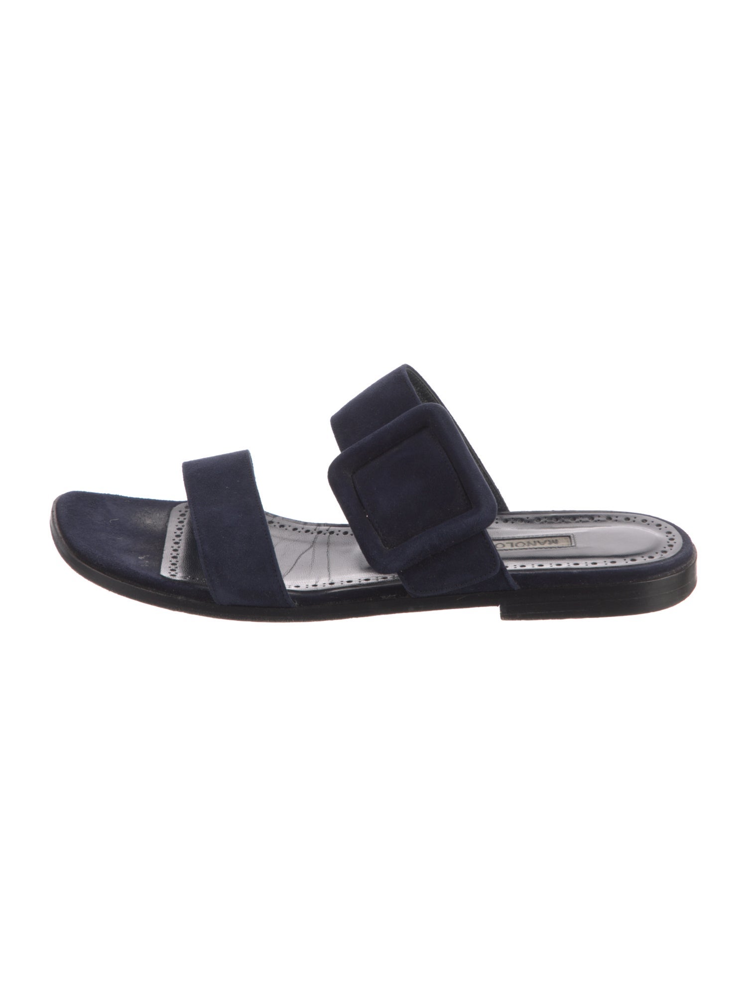 Manolo Blahnik Suede Striped Slides