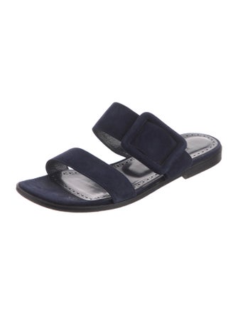 Manolo Blahnik Suede Striped Slides