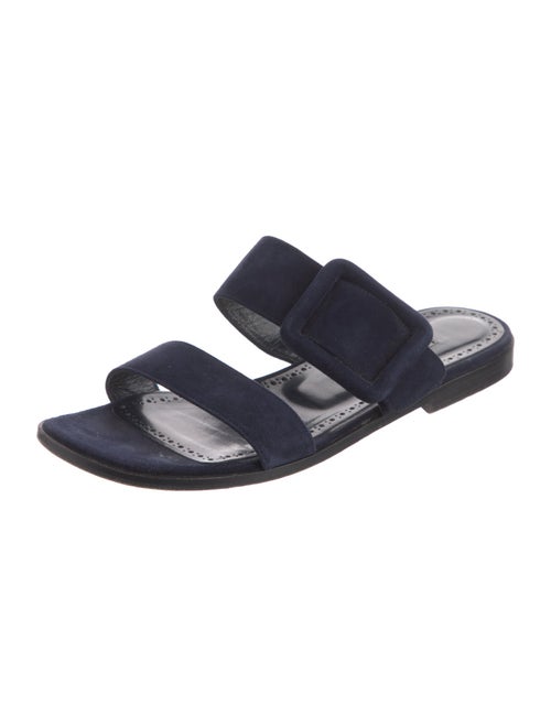 Manolo Blahnik Suede Striped Slides