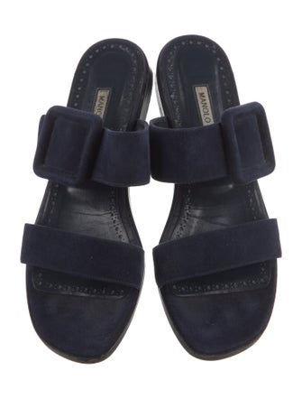 Manolo Blahnik Suede Striped Slides