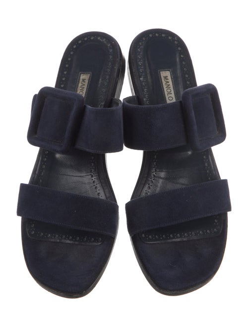 Manolo Blahnik Suede Striped Slides