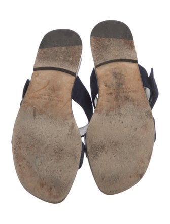 Manolo Blahnik Suede Striped Slides