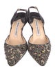 Manolo Blahnik Leather Tweed Pattern Slingback Pumps